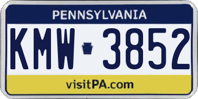PA license plate KMW3852
