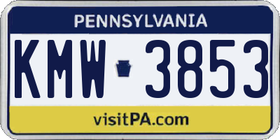 PA license plate KMW3853