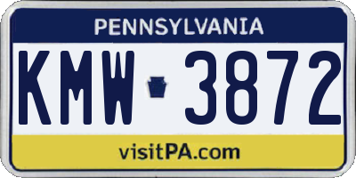 PA license plate KMW3872
