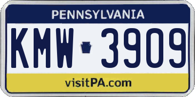 PA license plate KMW3909