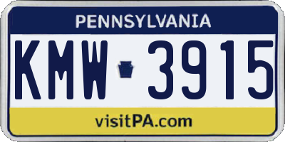 PA license plate KMW3915