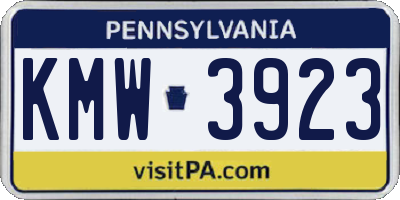 PA license plate KMW3923