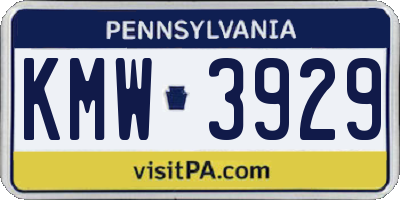 PA license plate KMW3929