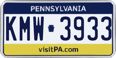 PA license plate KMW3933
