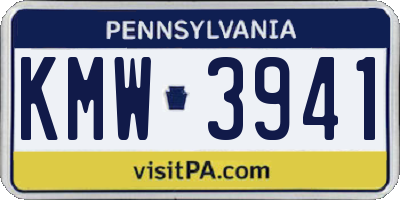 PA license plate KMW3941