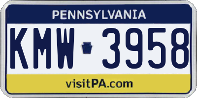 PA license plate KMW3958