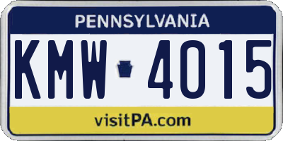 PA license plate KMW4015