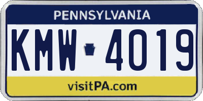 PA license plate KMW4019