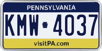 PA license plate KMW4037