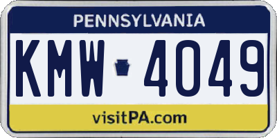 PA license plate KMW4049