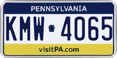 PA license plate KMW4065