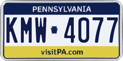 PA license plate KMW4077