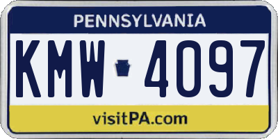 PA license plate KMW4097