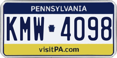 PA license plate KMW4098