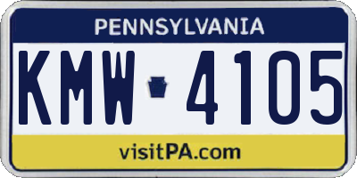 PA license plate KMW4105