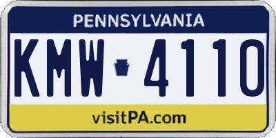 PA license plate KMW4110