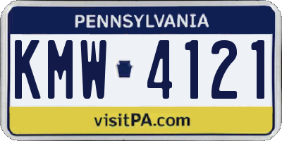 PA license plate KMW4121