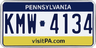 PA license plate KMW4134