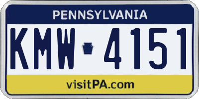 PA license plate KMW4151