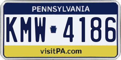 PA license plate KMW4186