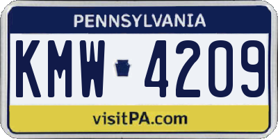 PA license plate KMW4209