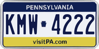PA license plate KMW4222