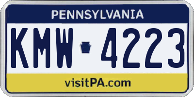 PA license plate KMW4223