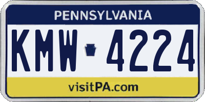 PA license plate KMW4224