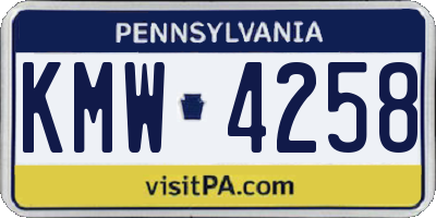 PA license plate KMW4258