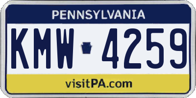 PA license plate KMW4259