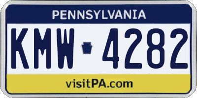 PA license plate KMW4282