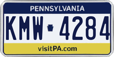 PA license plate KMW4284