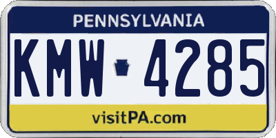 PA license plate KMW4285