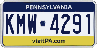 PA license plate KMW4291