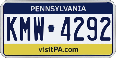PA license plate KMW4292
