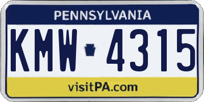 PA license plate KMW4315