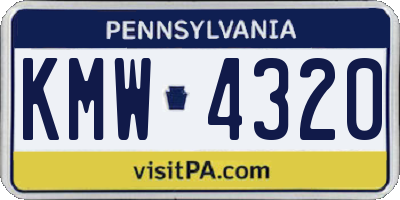PA license plate KMW4320