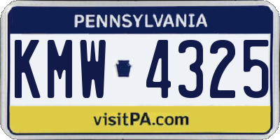 PA license plate KMW4325