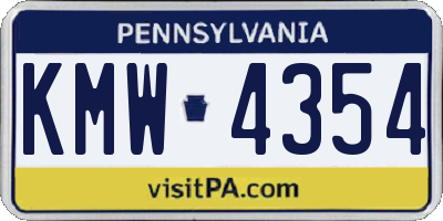 PA license plate KMW4354