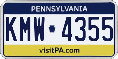 PA license plate KMW4355