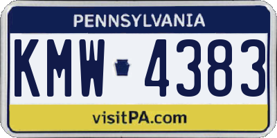 PA license plate KMW4383