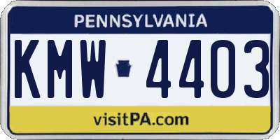 PA license plate KMW4403