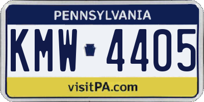 PA license plate KMW4405