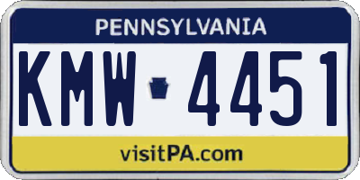 PA license plate KMW4451
