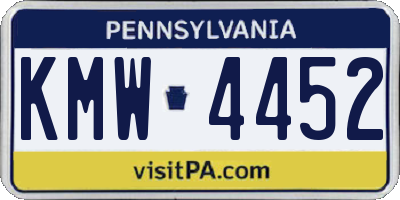 PA license plate KMW4452