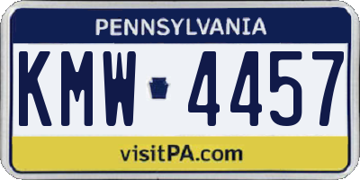 PA license plate KMW4457