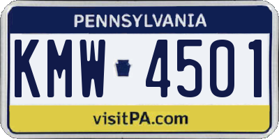 PA license plate KMW4501