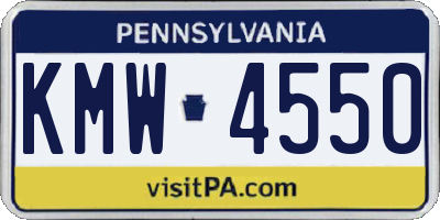 PA license plate KMW4550