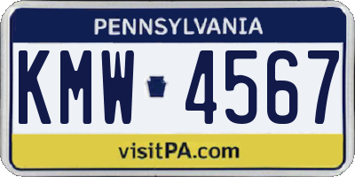 PA license plate KMW4567