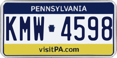 PA license plate KMW4598